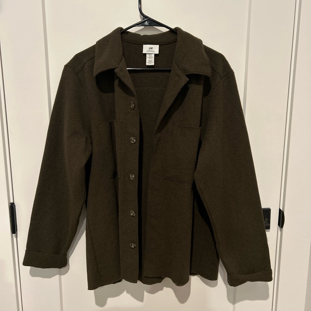 H&M Brown Utility Jacket with Collared Neckline
